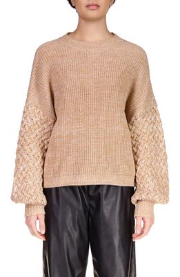 Sanctuary Cable Stitch Sleeve Sweater in Toasted Oa