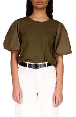 Sanctuary Dream State Puff Sleeve Organic Cotton T-Shirt in Olive Oil
