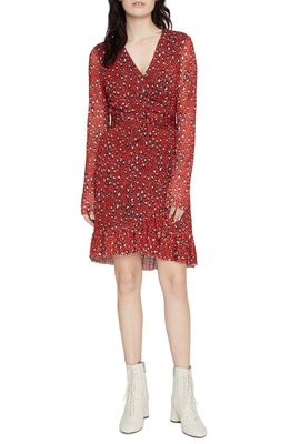 Sanctuary Emma Print Long Sleeve Wrap Dress in Red Leopard