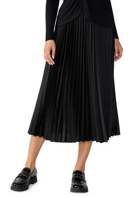 Sanctuary Everyday Pleated Satin Midi Skirt in Black