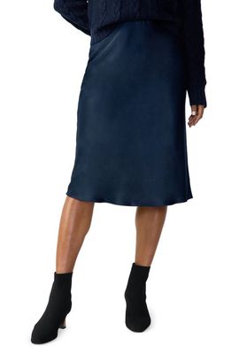 Sanctuary Everyday Satin Midi Skirt in Navy Refle