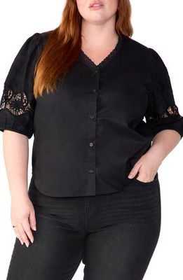 Sanctuary Eyelet Puff Sleeve Blouse in Black