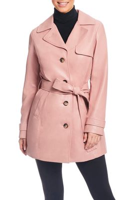 Sanctuary Faux Leather Trench Coat in Dusty Pink