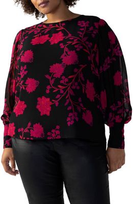 Sanctuary Floral Print Blouse in Black/Red