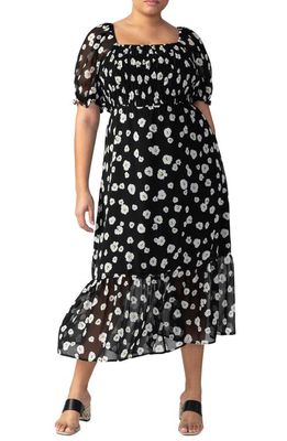 Sanctuary Floral Smocked Puff Sleeve Maxi Dress in Flower Ill