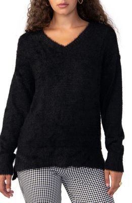 Sanctuary Fuzzy V-Neck Sweater in Black