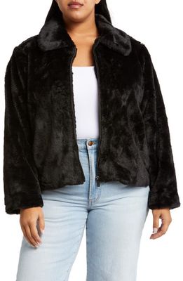 Sanctuary Going Out Faux Fur Jacket in Black