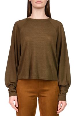 Sanctuary High Hopes Blouson Sleeve Knit Top in Olive Oil