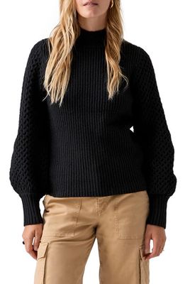 Sanctuary Honeycomb Sleeve Turtleneck Sweater in Black