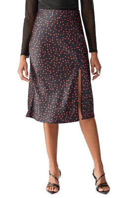 Sanctuary In My Heart Satin Midi Skirt in Confetti Hearts