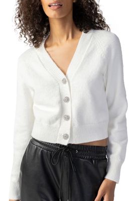 Sanctuary Jeweled Button Baby Cardigan in Creme