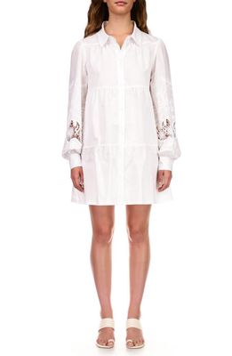 Sanctuary Long Sleeve Cotton Babydoll Shirtdress in White