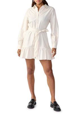 Sanctuary Long Sleeve Cotton Poplin Mini Shirtdress in Toasted Ma