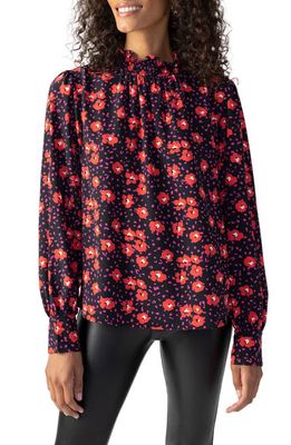 Sanctuary New Romance Floral Print Smocked Blouse in Rouge Impr