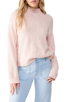 Sanctuary Off Duty Mock Neck Sweater in Pink Souff