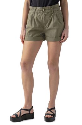 Sanctuary Paperbag Elastic Waist Poplin Shorts in Burnt Olive