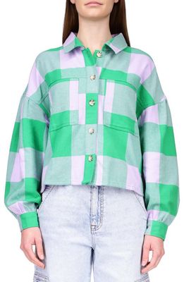 Sanctuary Plaid Patch Pocket Button-Up Short in Pnch