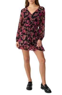 Sanctuary Sensation Floral Long Sleeve Minidress in Cranberry