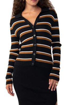 Sanctuary Your Love Button Front Rib Sweater in Black