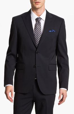 Sand Trim Fit Wool Blend Suit in Navy