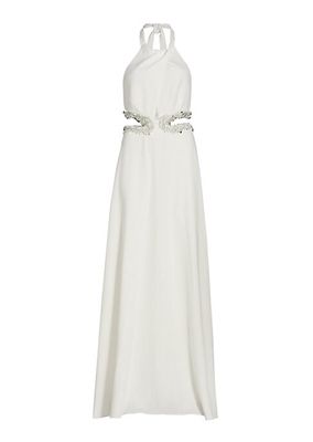 Sandi Embellished Cut-Out Halter Gown
