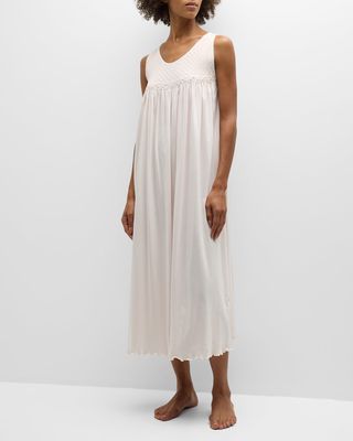 Sandra Sleeveless Smocked Pima Cotton Nightgown