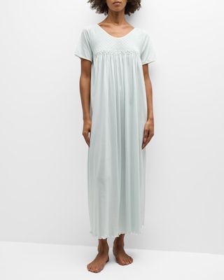 Sandra Smocked Pima Cotton Midi Nightgown