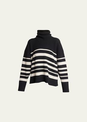 Sandra Stripe Cashmere Wool Turtleneck Sweater