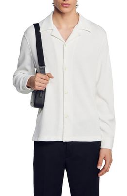sandro Alicudi Long Sleeve Button-Up Shirt in Off White