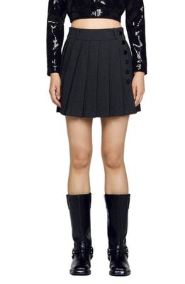 sandro Ashly Pleated Skirt in Grey /Black
