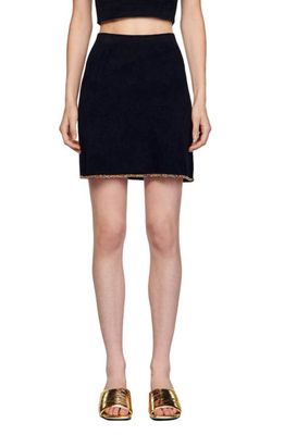 sandro Beaded Hem Velvet A-Line Miniskirt in Black