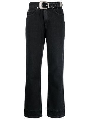 SANDRO belt-embellished straight jeans - Black