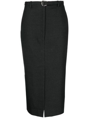 SANDRO belted high-waist skirt - Grey