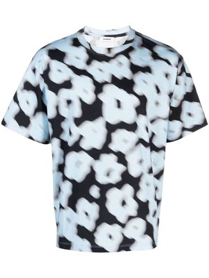 SANDRO Blurry Flowers-print T-shirt - 47 BLEU