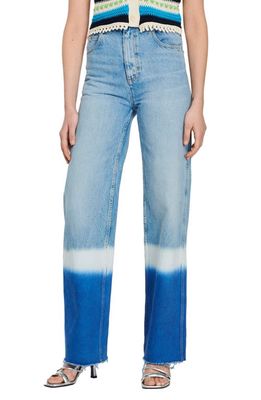 sandro Bonny Dip Dye Raw Hem Jeans in Blue Jean