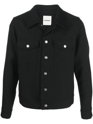 SANDRO button-down fastening denim jacket - Black