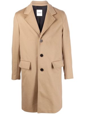 SANDRO buttoned-up single-breasted coat - Neutrals