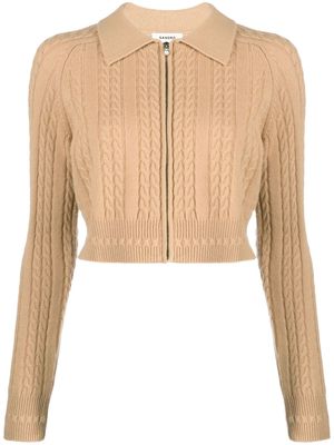 SANDRO cable-knit cropped cardigan - Neutrals