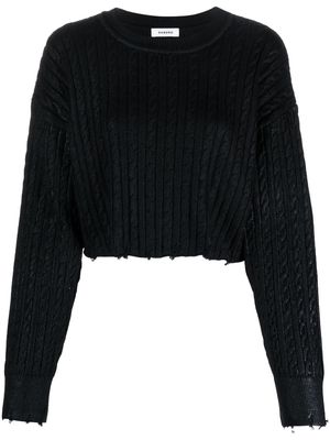 SANDRO cable-knit cropped cotton-wool jumper - Black