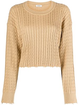 SANDRO cable-knit cropped jumper - Brown
