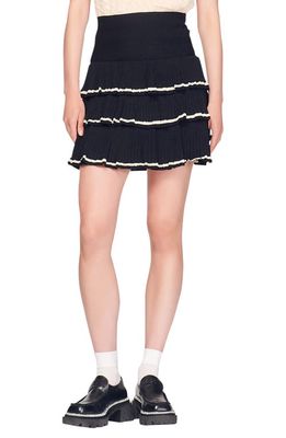 sandro Camia Tiered Skirt in Black