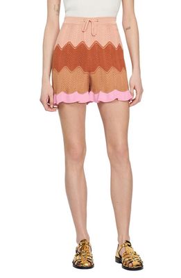 sandro Capucin Knit Shorts in Orange Multi