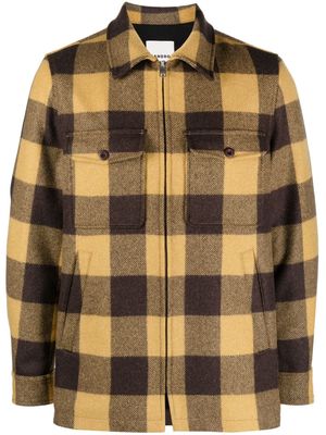SANDRO check-pattern zip-up shirt jacket - Yellow