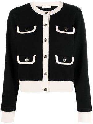 SANDRO contrast-trim buttoned cardigan - Black