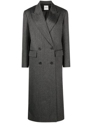 SANDRO contrasting-stripes double-breasted coat - Grey