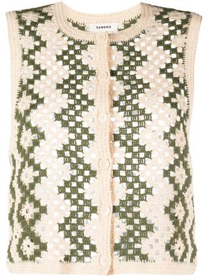 SANDRO crochet-knit crop top - Neutrals