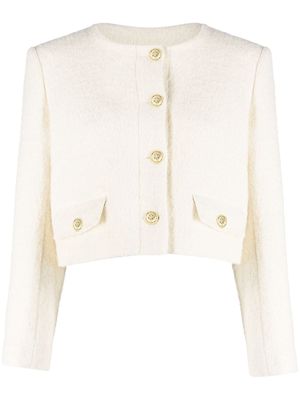 SANDRO cropped bouclé jacket - White