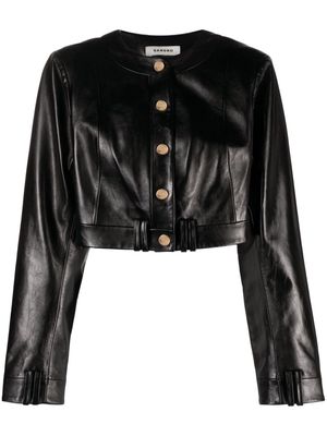 SANDRO cropped leather jacket - Black
