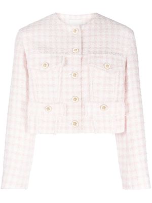 SANDRO cropped tweed button-up jacket - Pink
