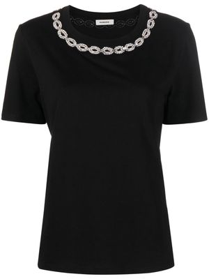 SANDRO crystal-embellished cotton T-shirt - Black